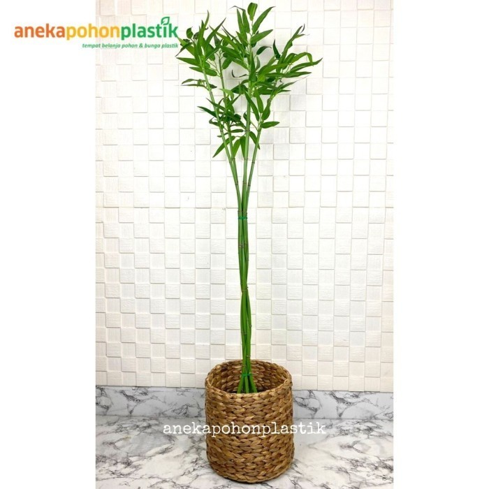 Pohon Bambu Air Latex Artificial Pot Dasar Plastik Cover Eceng Gondok