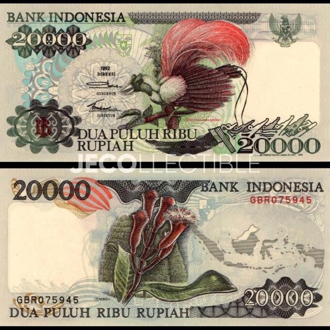 Indonesia 20000 Rupiah Cendrawasih Generasi Lama Uang Kertas