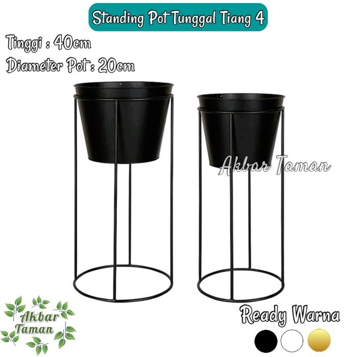 Standing Pot Bunga Besi / Stand Pot Besi Tunggal Tinggi 40
