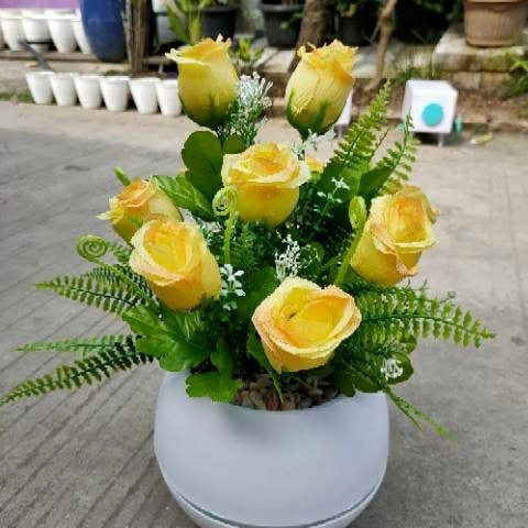 Bunga Mawar Plastik Vas Bola/Bunga Mawar Jumbo/Mawar Imitasi Hiasan