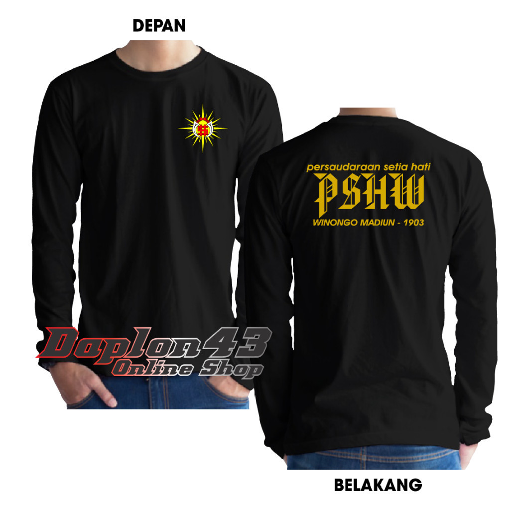 KAOS PSHW WINONGO MADIUN 1903 GOLD KAOS LENGAN PANJANG DEPAN LOGO SINAR DAPLON43 34