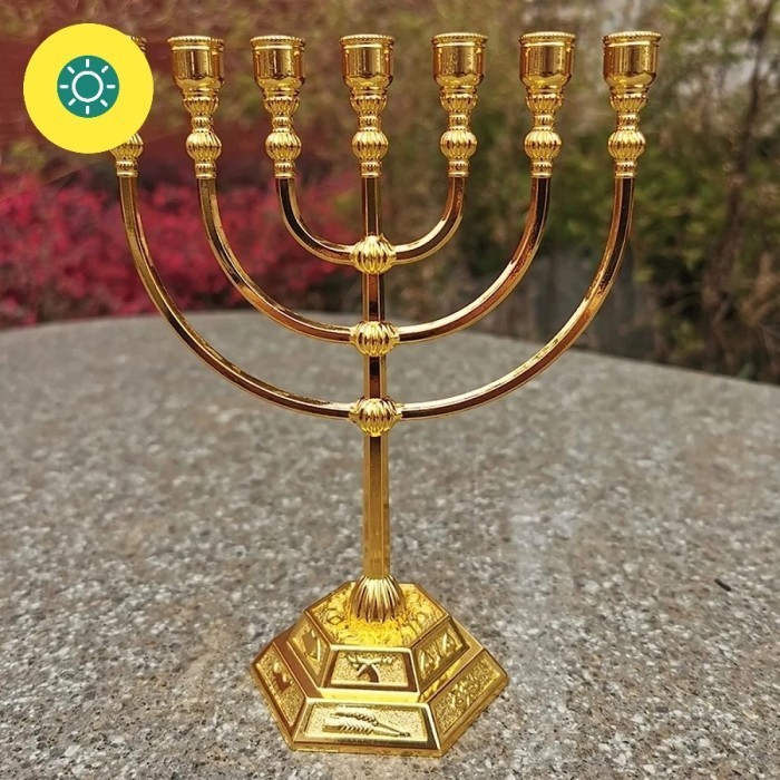 Menorah Hanukkah Kaki Dian Candelabra 7 Cabang Hiasan Miniatur