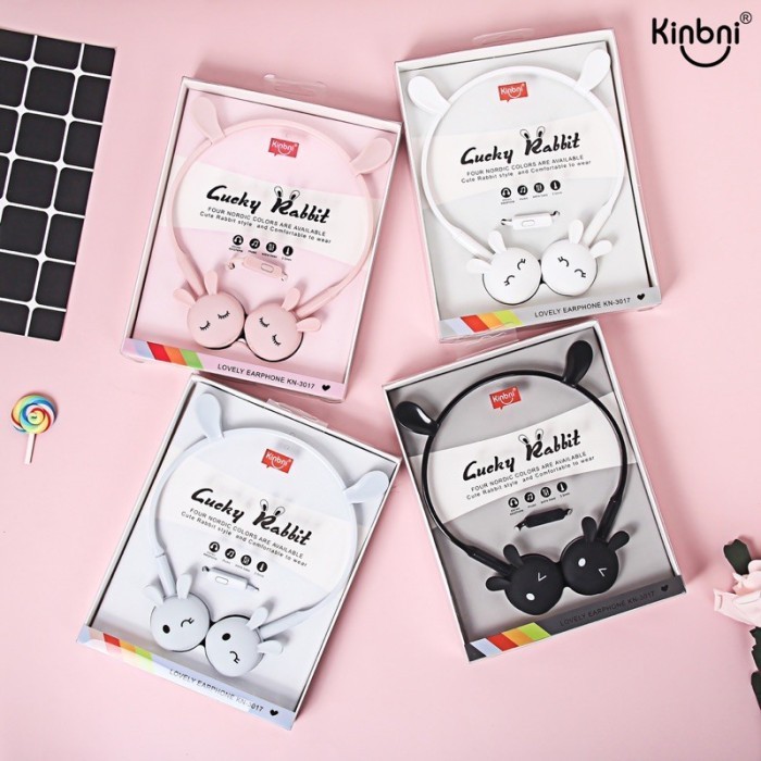 Headset Headphone Karakter Kartun Rabbit Pink Lucu Anak Belajar Mic