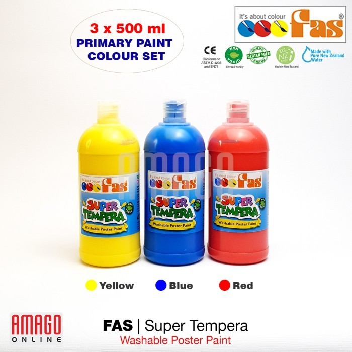 

Paket 3 Warna - Fas Super Tempera - Yellow Blue Red Set - 3 X 500 Ml -Anza Wahda