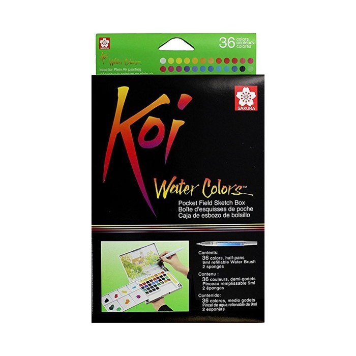 

Sakura Koi Water Colors Pocket Field Sketch Box 36 Cat Air 36 Warna -Anza Wahda