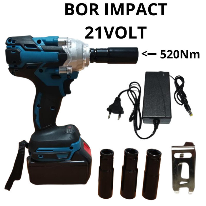 Mesin Bor Cordles Portable Pembuka Baut Ban Mobil 21Volt Impact Wrench