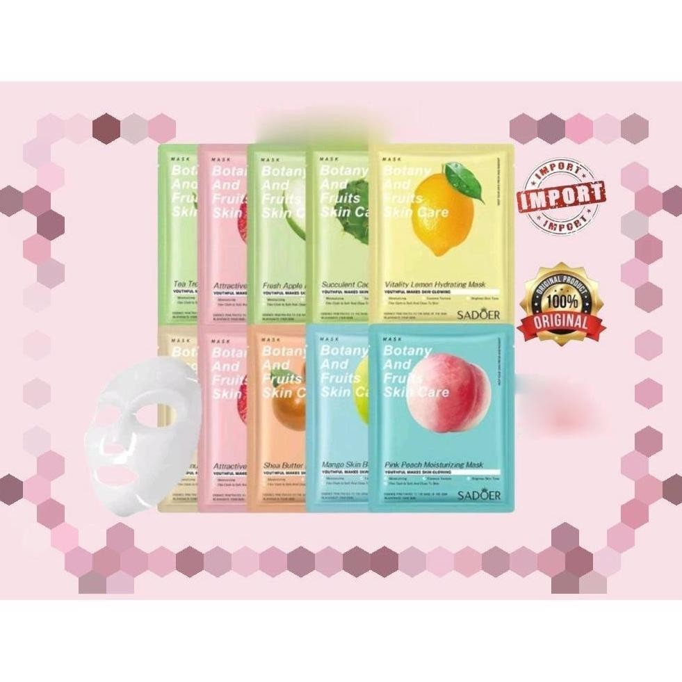 Ready SADOER Sheet Mask Masker Sadoer Botany Fruits Facial Series Perawatan Wajah Natural Plant Mask