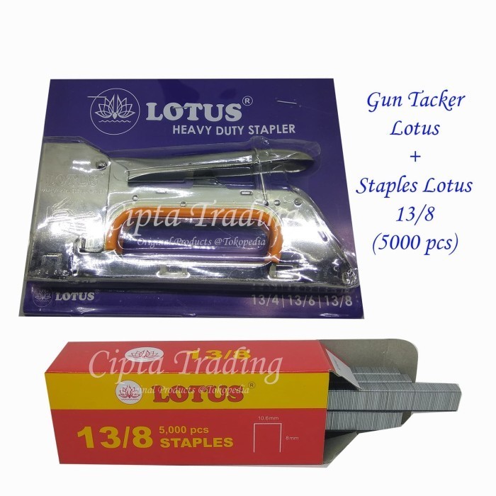 

For Sale Stapler - Joyko - Gun Tacker Lotus + Staples 13/8 Lotus Hemat