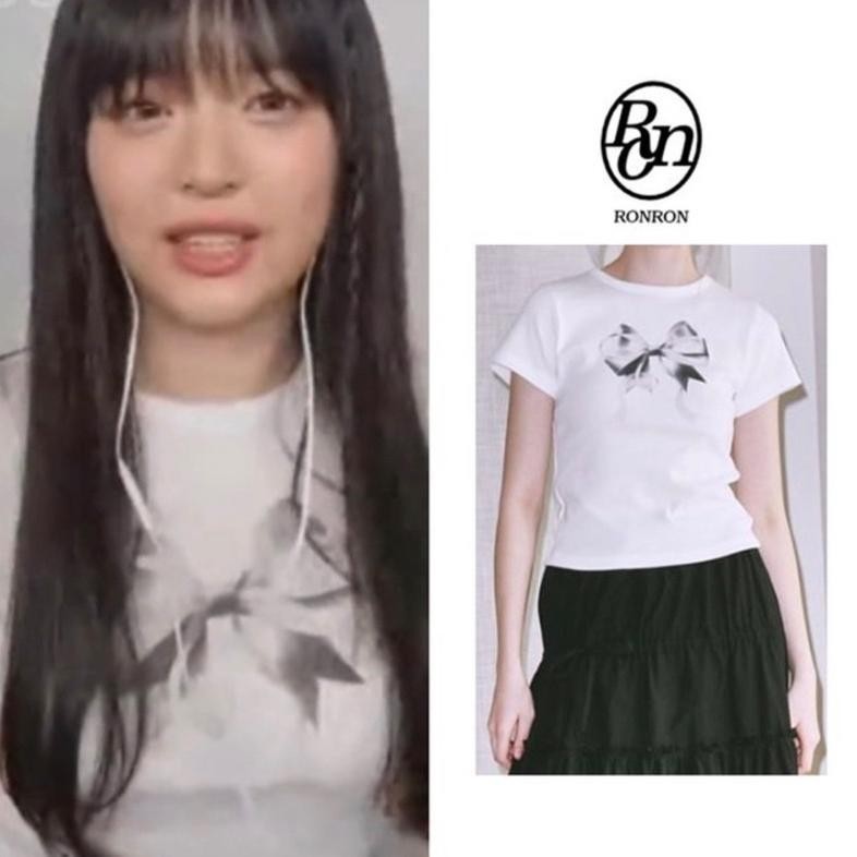 RONRON RIBBON CROP T-SHIRT GASS