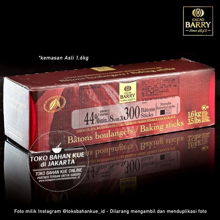 

Ready Cacao Barry Baking Sticks 1,6kg BOX 44% Chocolate Batons Cokelat Baton