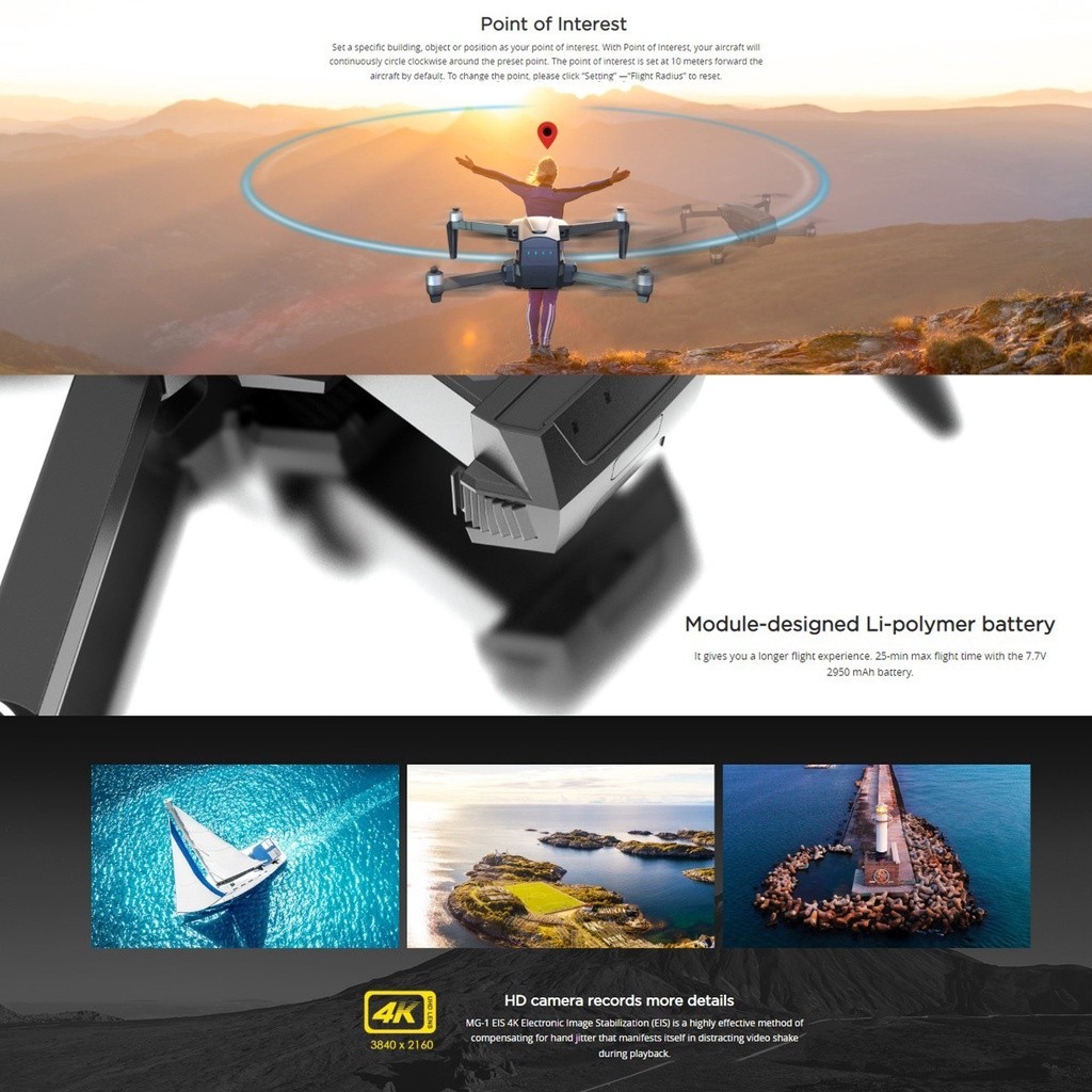 MJX MG-1 5G WiFi FPV 2-Axis Gimbal 4K EIS HD Camera 25mins GPS Drone