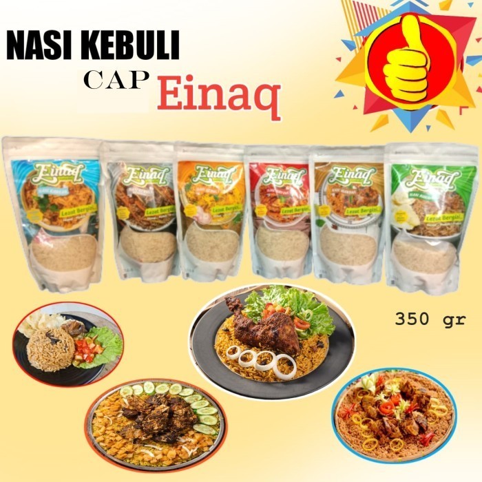 

Ready Bumbu Nasi Kebuli Arabian Instan Cap Einaq 350gr Beras Putih