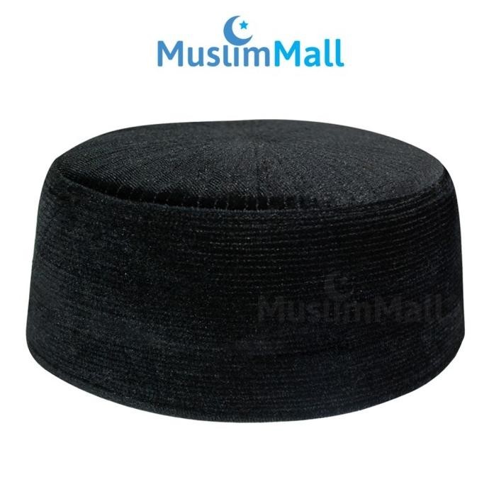 Peci Chechen Beludru Bulat Kaku Coklat Gelap Velvet - TheKufi