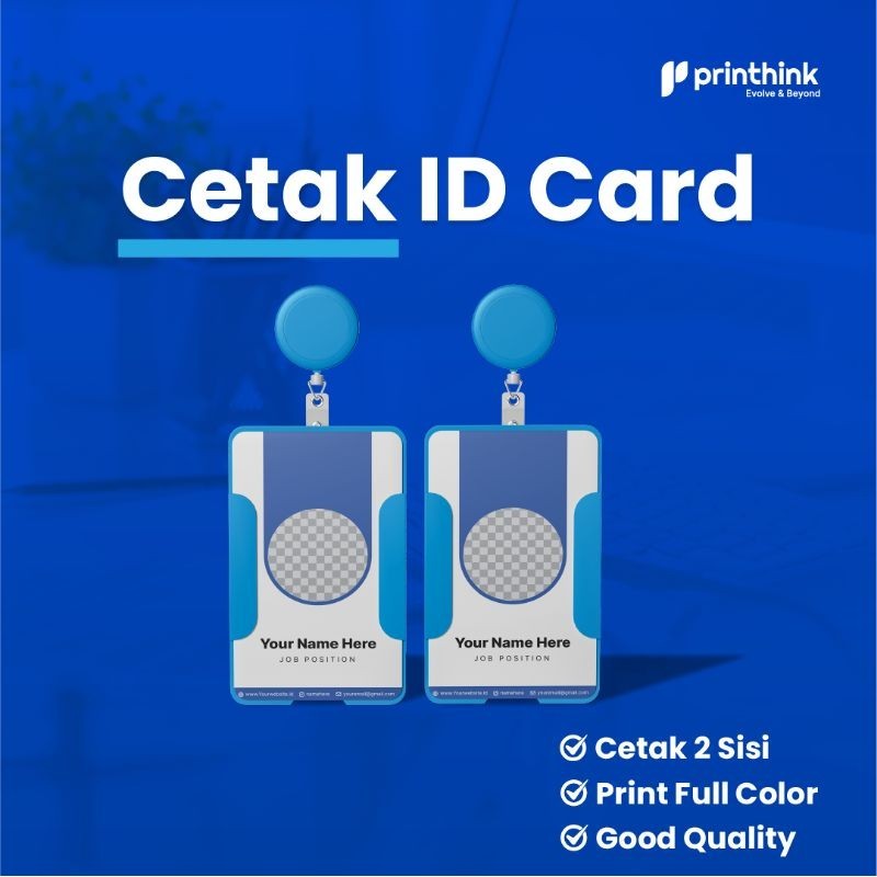 

Custom ID Card Name Tag Satuan 1 Sisi/2Sisi Bahan PVC