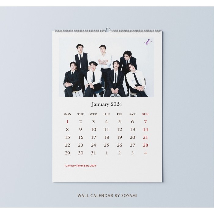 

Fauma Kalender Dinding A3 BTS Kpop 03 Aesthetic Premium Quality Spiral