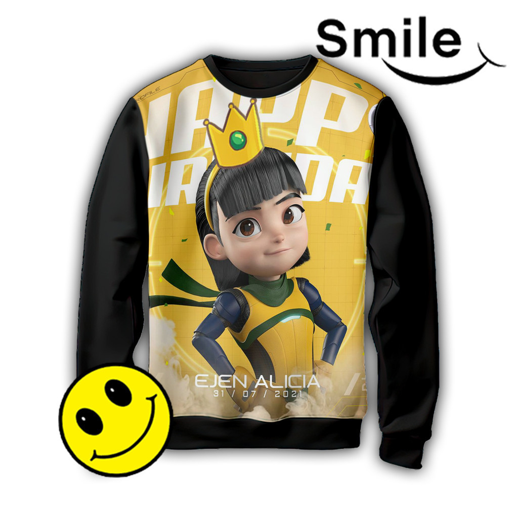 Sweater Anak Ejen Alicia Baju 3D Ejen Alicia Hero Ejen Ali 02EAC011_SW Untuk Usia 1-12 Tahun - Smile