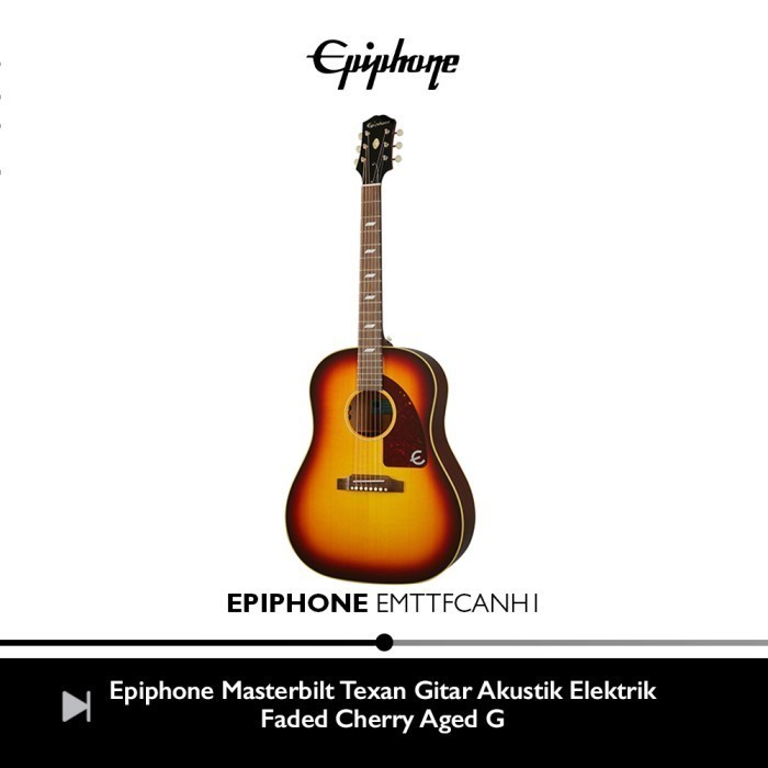 Epiphone Masterbilt Texan Full Solid Gitar Akustik Elektrik - Cherry