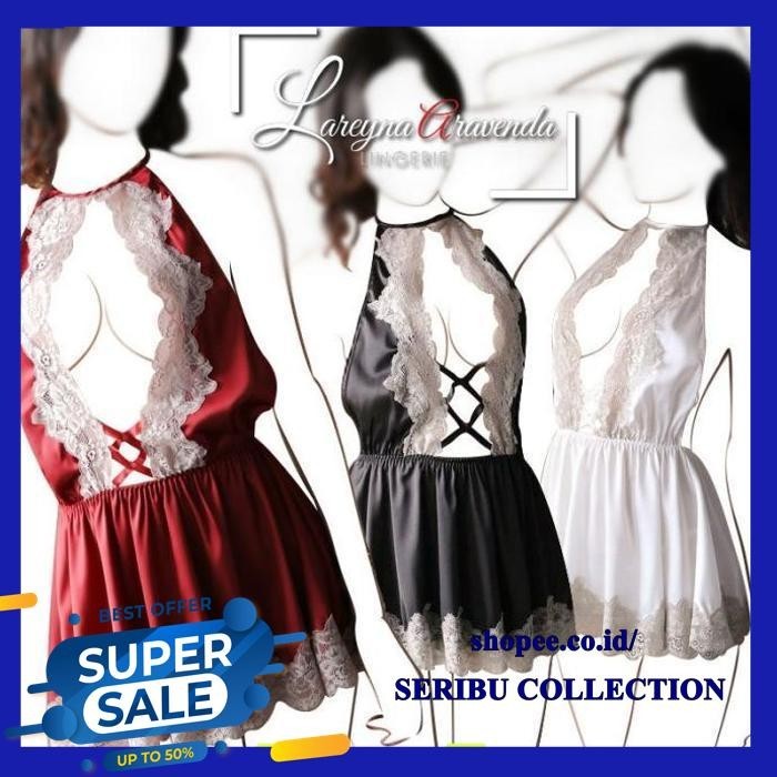 SET BAJU TIDUR WANITA + G STRING SEXY MODEL LACE V SHORT SKIRT NIGHTDRESS TERMURAH