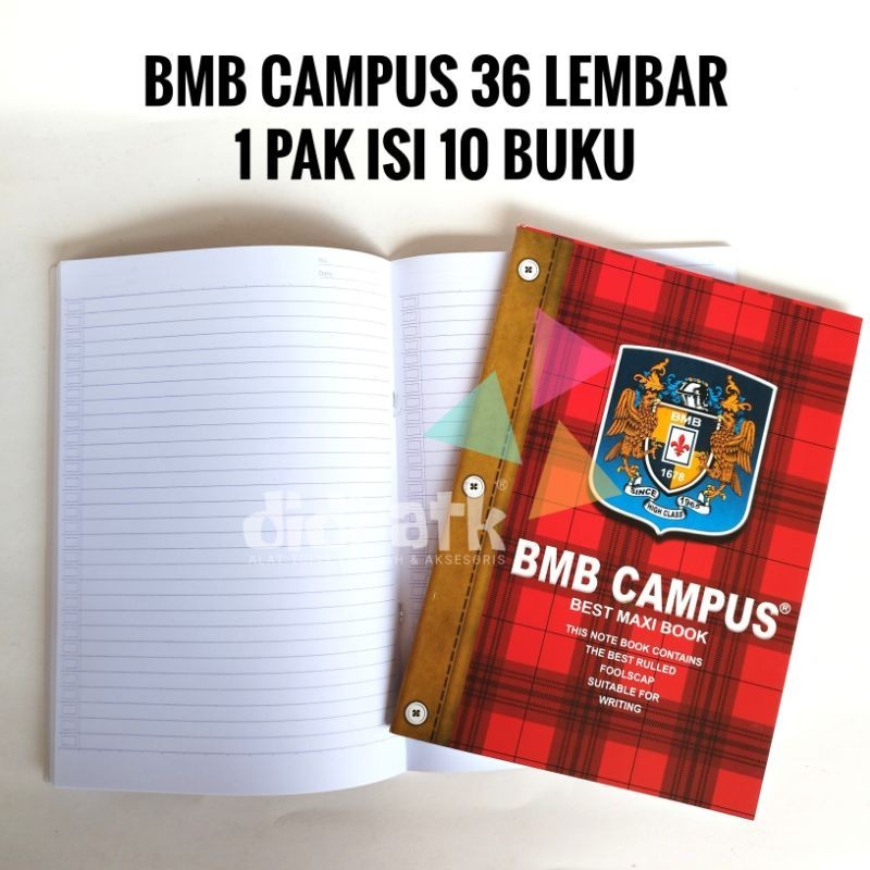 

Buku Tulis Boxy BMB Campus 36 Lembar 1 Pak Isi 10 Buku