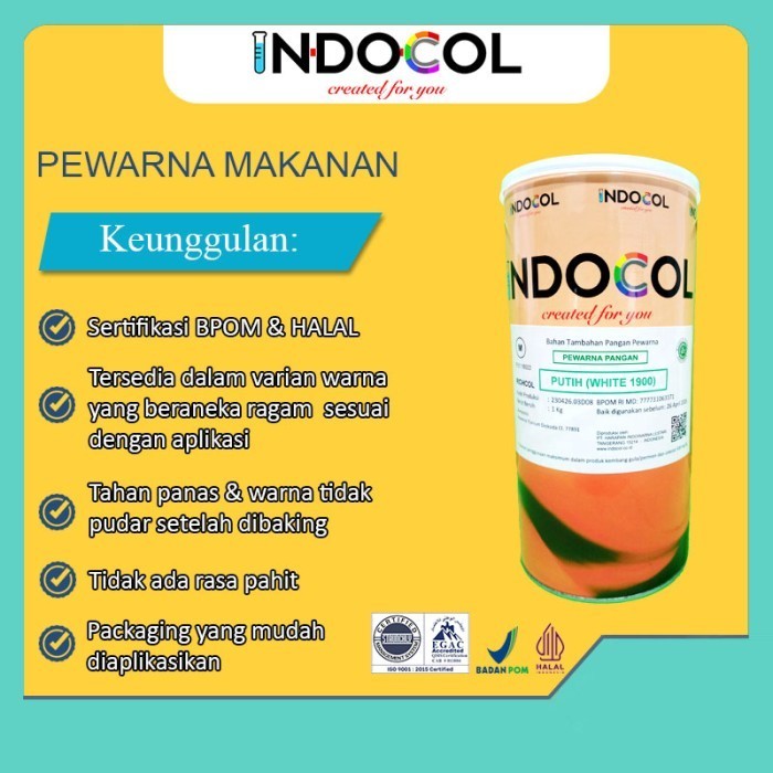 

[DIAJENG SHOP] Pewarna Makanan INDOCOL PUTIH (WHITE 1900) STOK TERBATAS