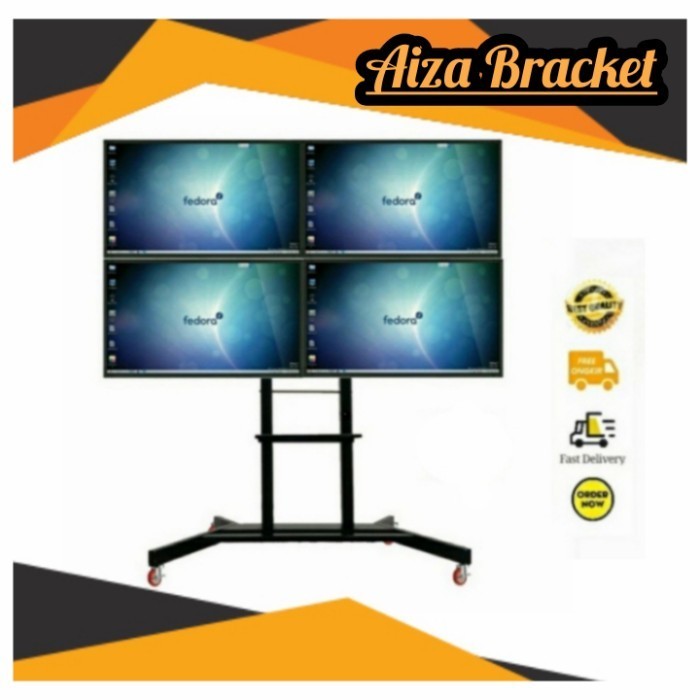Bracket Braket Standing TV Roda 4 layar Monitor 32 40 43 49 50 Inch