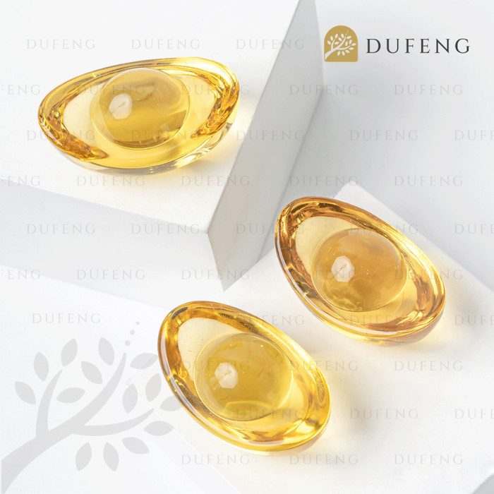YELLOW CRYSTAL INGOTS TAEL EMAS UANG CINA KUNO LAMBANG KEMAKMURAN