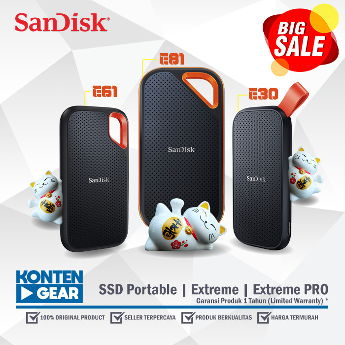 SANDISK 2TB/1TB EXTREME SSD PORTABLE USB TYPE C 3.1 UPTO 550MBPS ORIGINAL BEST QUALITY