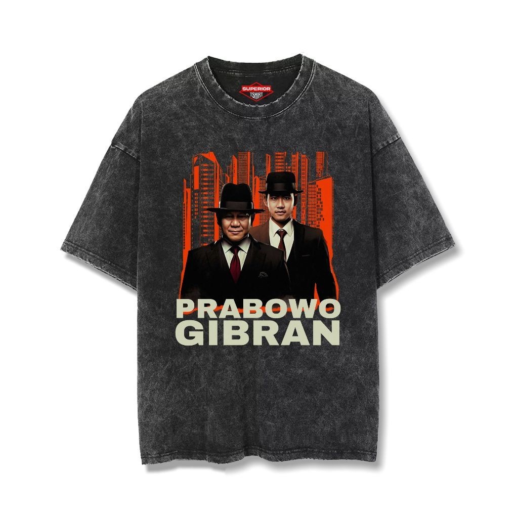 KAOS PRABOWO GIBRAN oversize slimfit wash tshirt KAOS PRESIDEN 02 PRBW-7