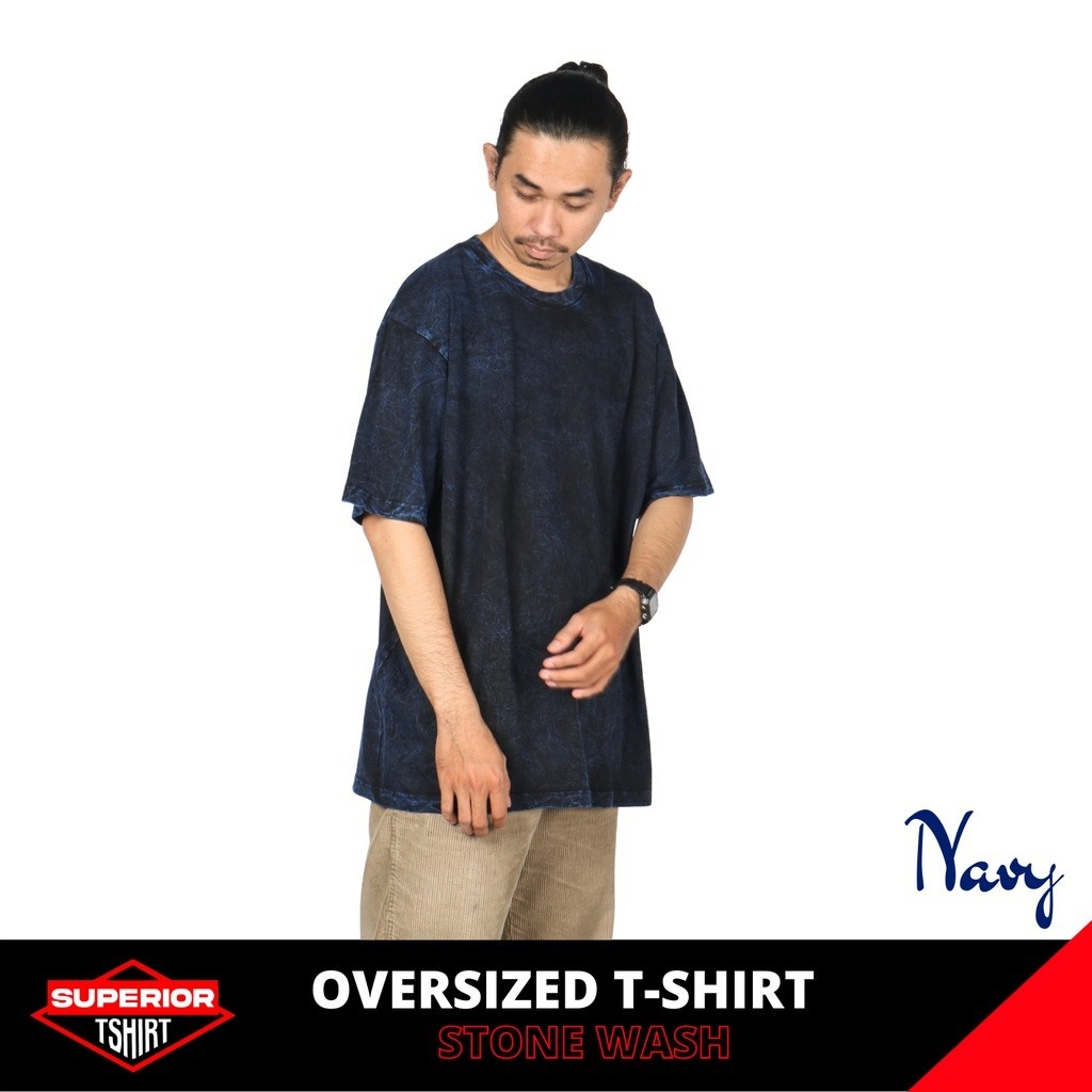 WASHED TSHIRT NAVY / KAOS POLOS OVERSIZE / STONEWASH / SANDWASH / WASHED TEES / ACID WASH NEW ARTICL