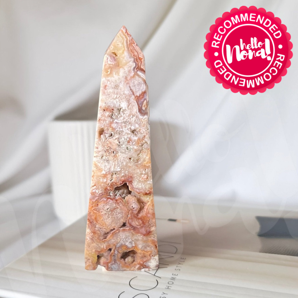 Druzy Pink Lace Agate Obelisk | Stunning Piece