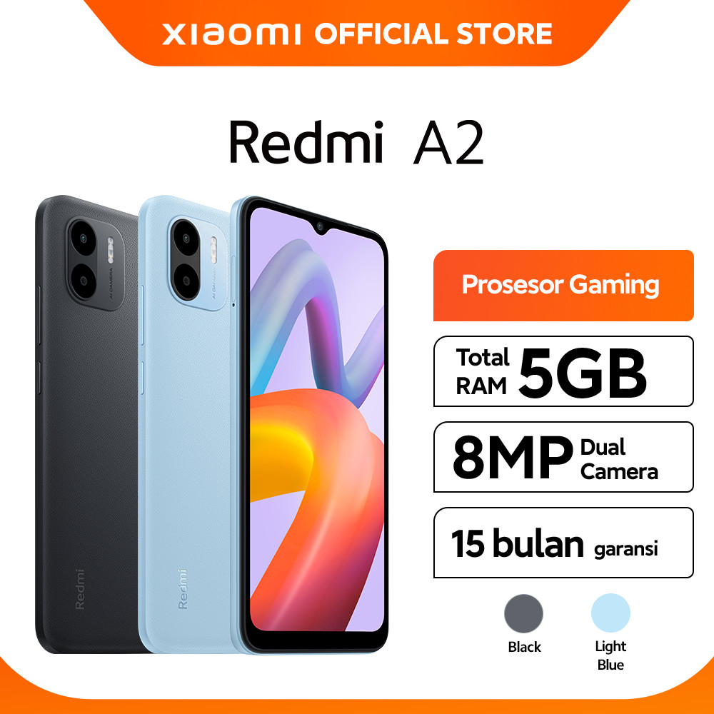 Foto Official Xiaomi Redmi A2 Total RAM hingga 5GB 8MP AI Dual Kamera Layar HD+ 6,52