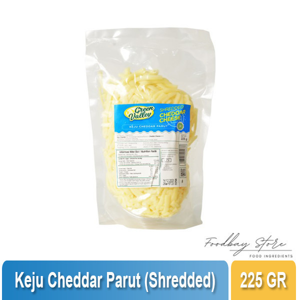 

GREEN VALLEY - SHREDDED CHEDDAR CHEESE 225 GR / KEJU PARUT