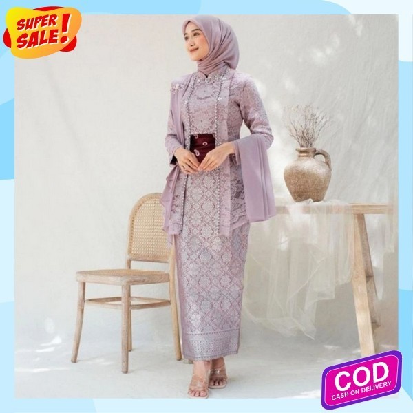Kebaya Stlan Baju Wanita Engagement Non Hijab Kebya Hijab Muslim Brukat Satu Set Krbaya Wisuda Terba
