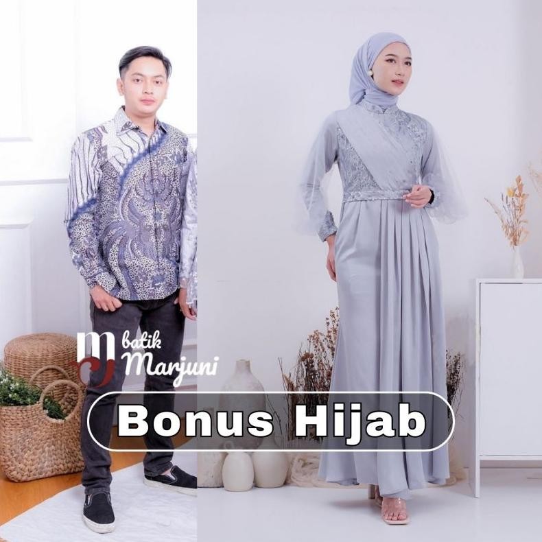 Promo (Ada Jumbo) Amara Dress Couple Kemeja Batik Gamis Busui Brokat Kombinasi Gamis Muslim Wanita Gamis Premium Spd773