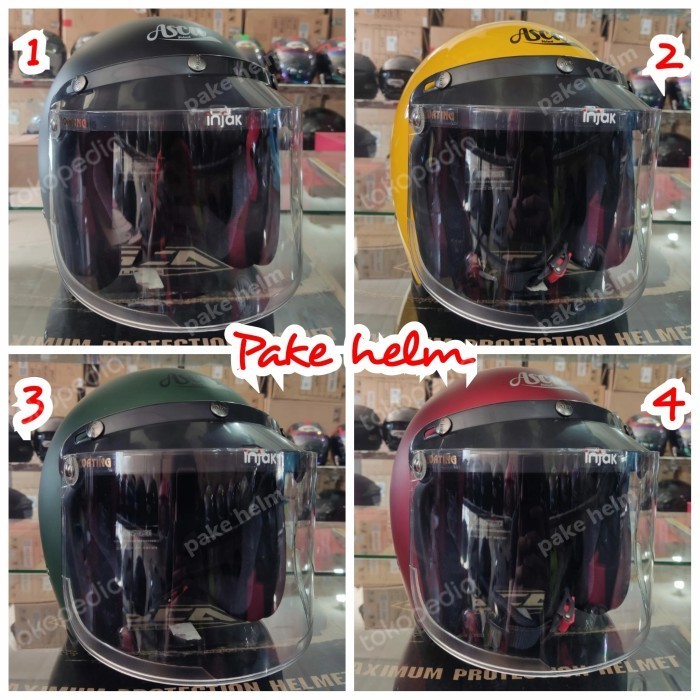 HELM BOGO HELM RETRO ASCA BUBBLE NP + KACA BOGO DATAR BENING ORIGINAL