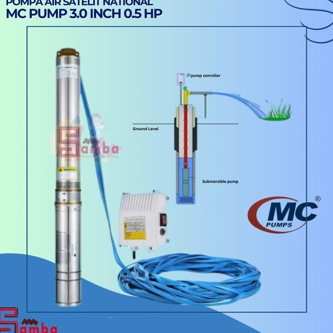 Pompa Air Satelit National Mc Pump 0.5 Hp 3 Inch Komplit Kabel
