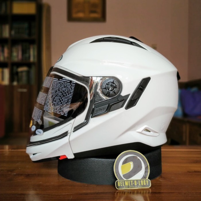 HELM MODULAR ZEUS Z613C 613C Z613 ZS613C GLOSS WHITE DOUBLE VISOR