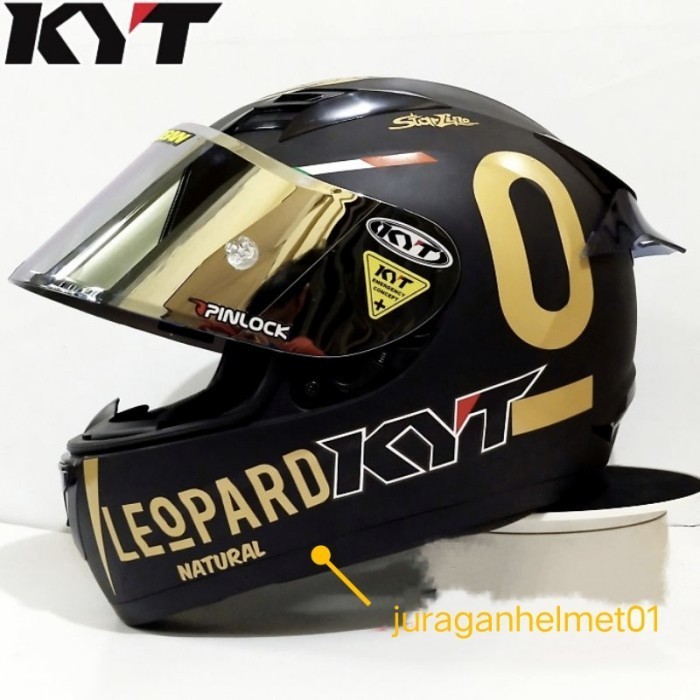 HELM FULL FACE KYT R10 PAKET GANTENG BLACK DOFF LEOPARD
