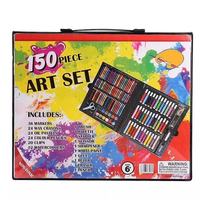 

fh-46 Crayon Set 150pcs / Alat Menggambar Mewarnai Dan Melukis Isi 150 pcs Untuk Anak-Anak / Kit Art Supplies Painting Set For Children / Krayon Hadiah Kado Ulang Tahun Birthday Gift Water Colors Pensil Warna Pencil Colours Coloring Set Gambar Lukis Hemat