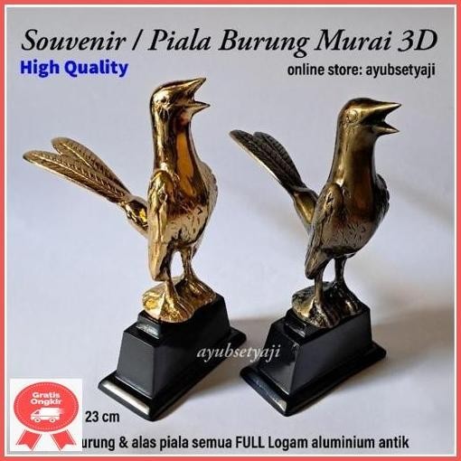 Terlaris Piala Burung Murai 3D Logam Aluminium Antik Trophy Lomba Burung Murai Kicau Mania Patung Bu