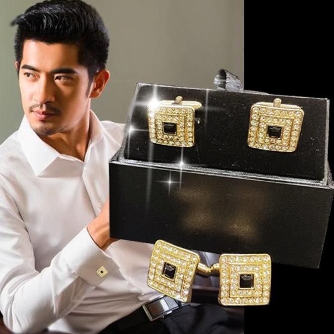 uxury kotak hadiah--Cufflinks manset kancing kemeja jas