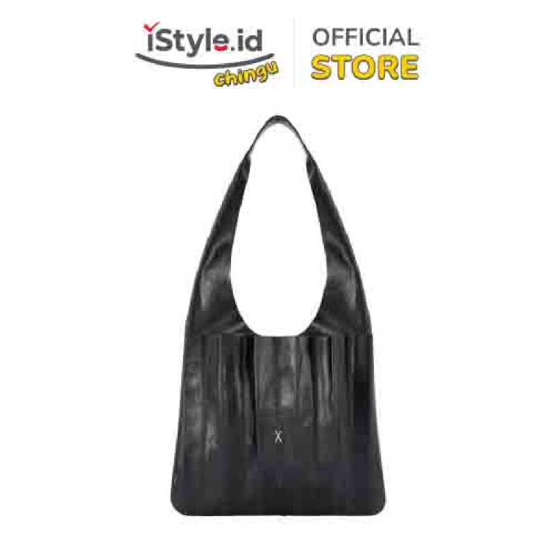 JOSEPH AND STACEY LUCKY PLEATS SHOULDER BAG - GLOSSY BLACK