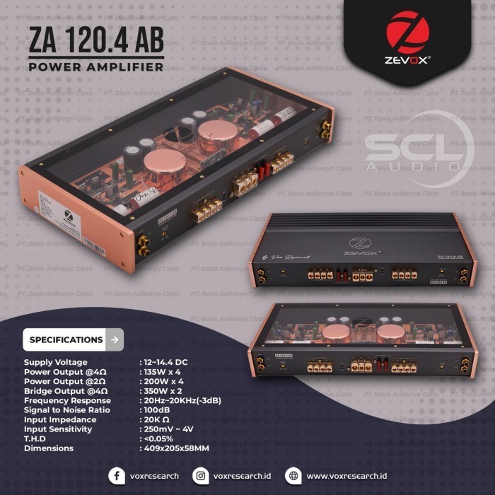 Power Amplifier Zevox Za 120.4 Ab Power 4 Ch Class Ab By Vox Research