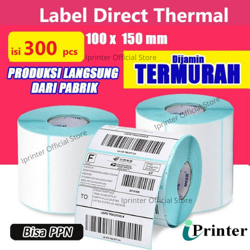 

100 x 150 Thermal Label Direct Barcode 100x150 isi 300pcs Resi A6