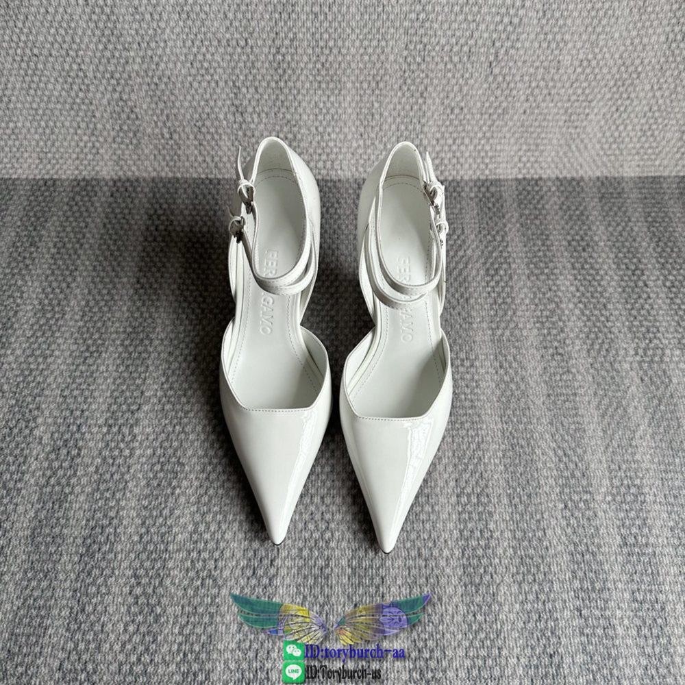 Ferragamo pointry wedge heel pump slip-on dual-buckle ankle strapped sandal size35-41