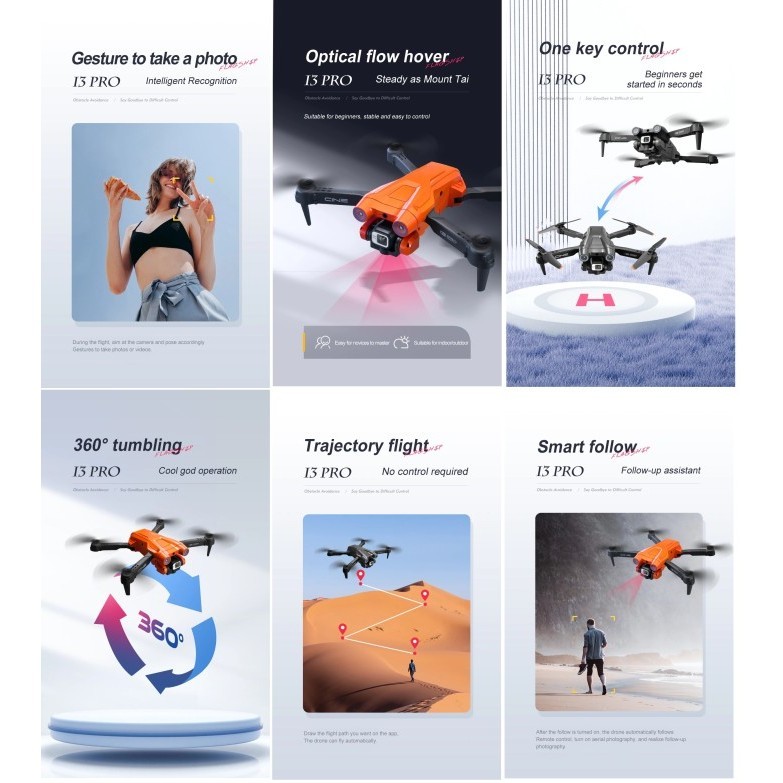 Drone I3 Pro 4K Dual Camera Obstacle Avoidance Follow Me Drone