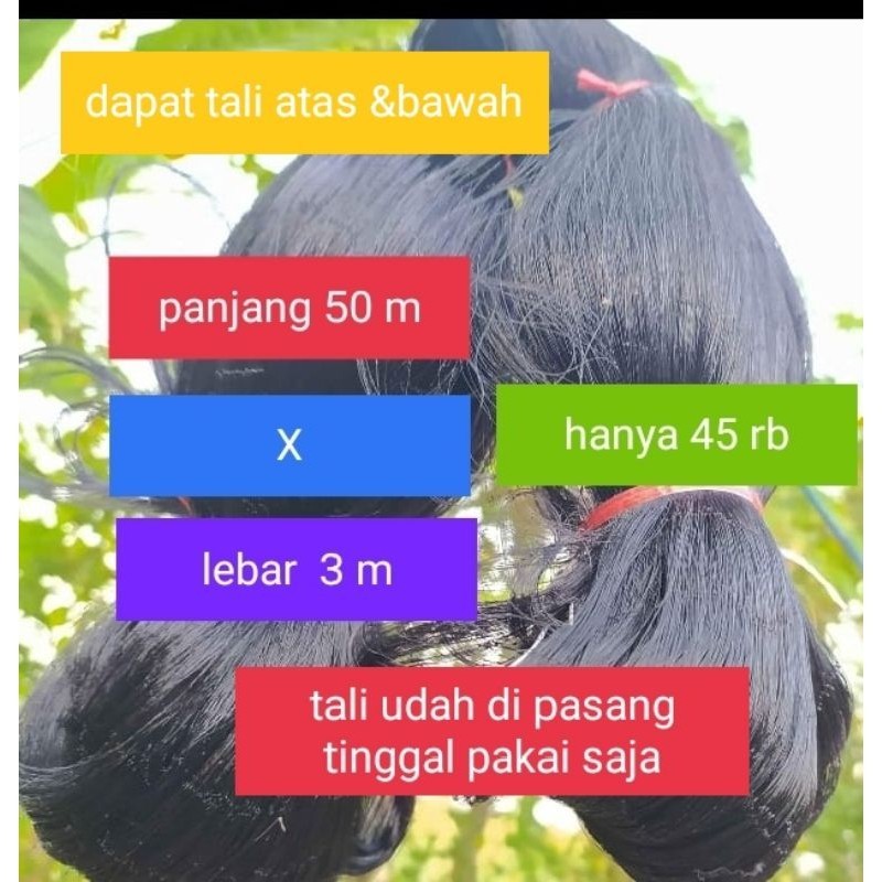 Jaring burung tali udah di pasang tinggal pakai saja dan tali atas bawah tersedia ukuran burung perk