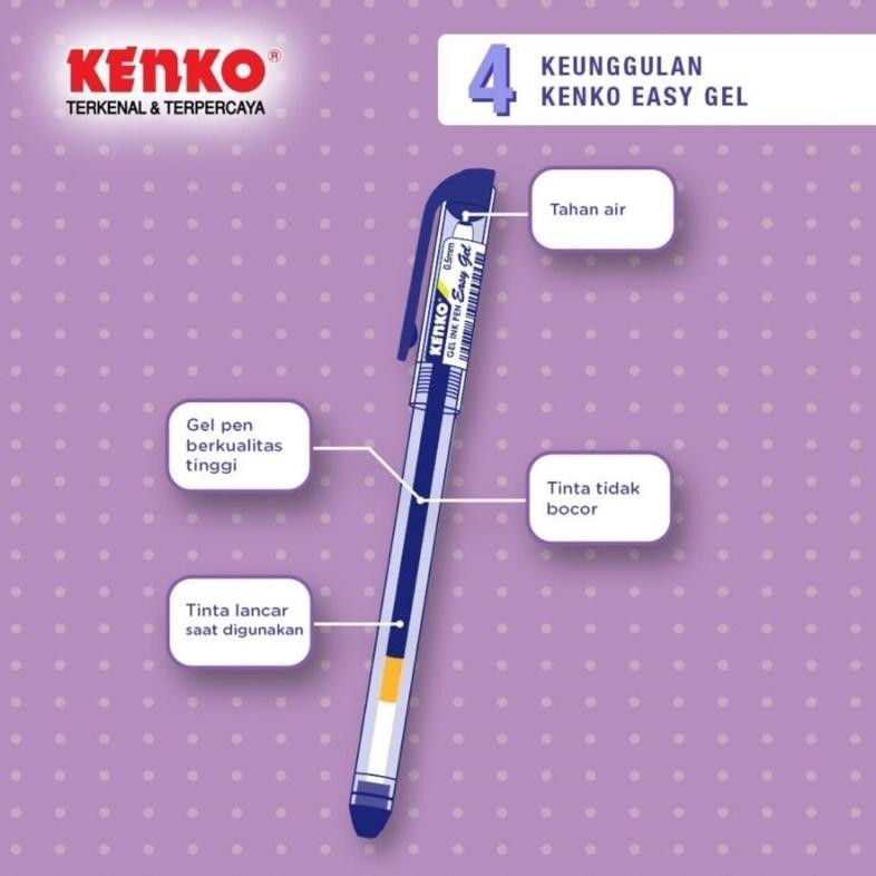 

h-4 [12 PCS] PEN KENKO EASY GEL 0.5MM Berkualitas