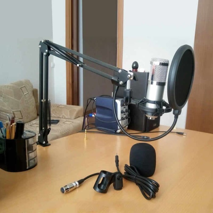 *#*#*#*#] Paket Komplit Mic Condenser Recording Set (BM800+Stand+Pop Filter)
