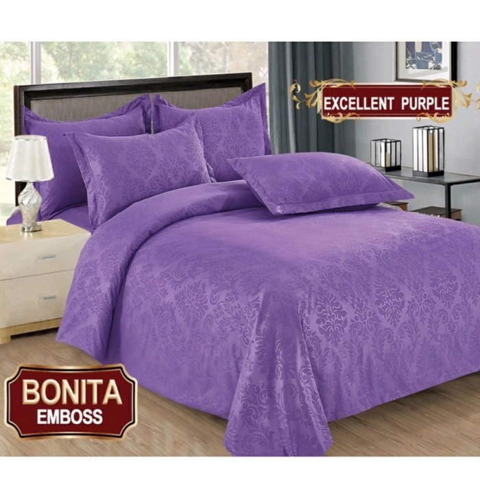 Sprei Bonita Elegant Polos Embos Uk 180X200 Warna Excellent Purple